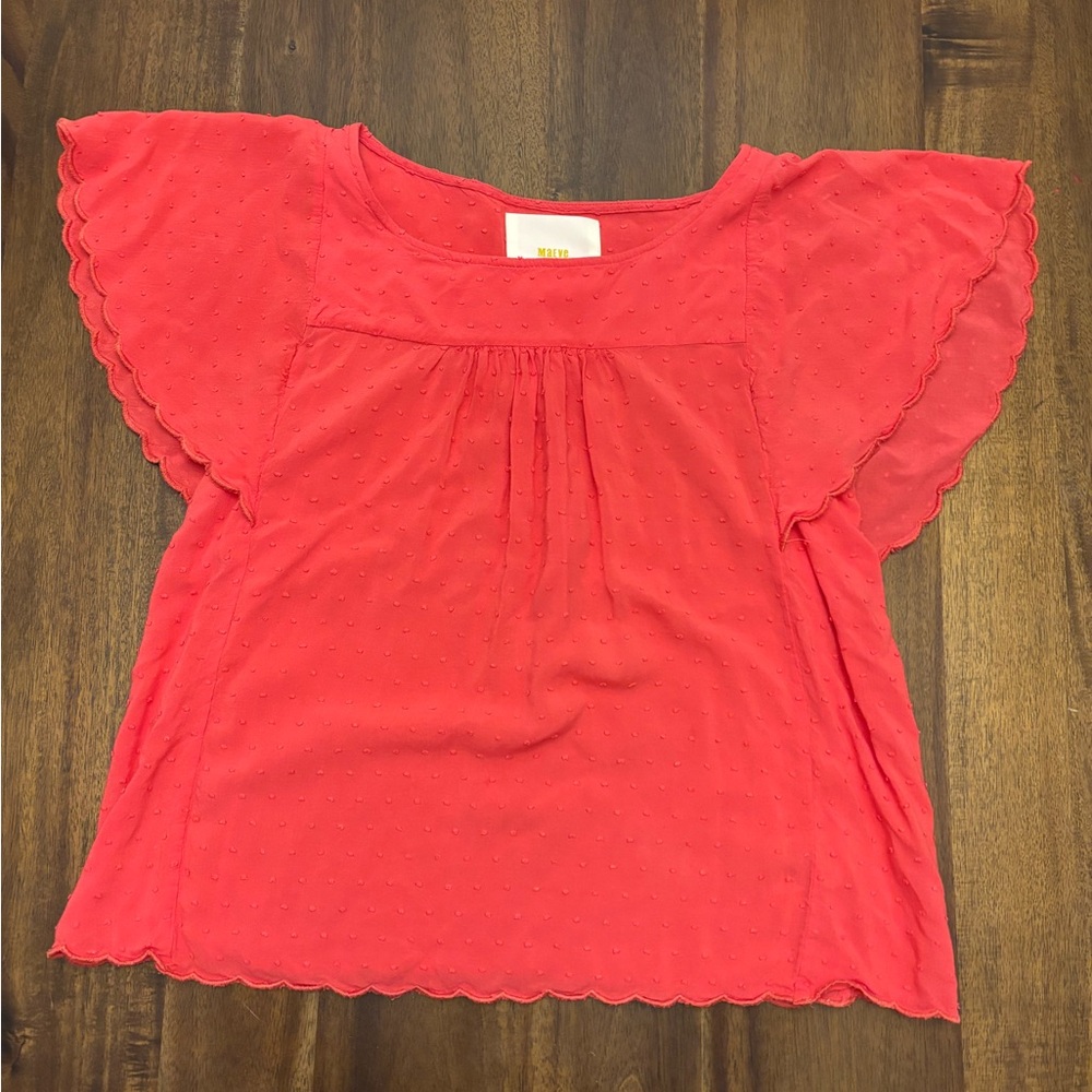 3/$12 Maeve Coral Flutter Sleeve Top